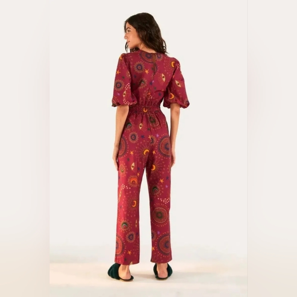 FARM Rio Vibrant Red Patterned Jumpsuit - Picture 6 of 13